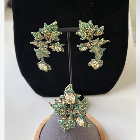 Statement Earrings - Vine Cluster Dangle Drop Earrings w/ Semi-Precious Stones - Picture 9 of 11